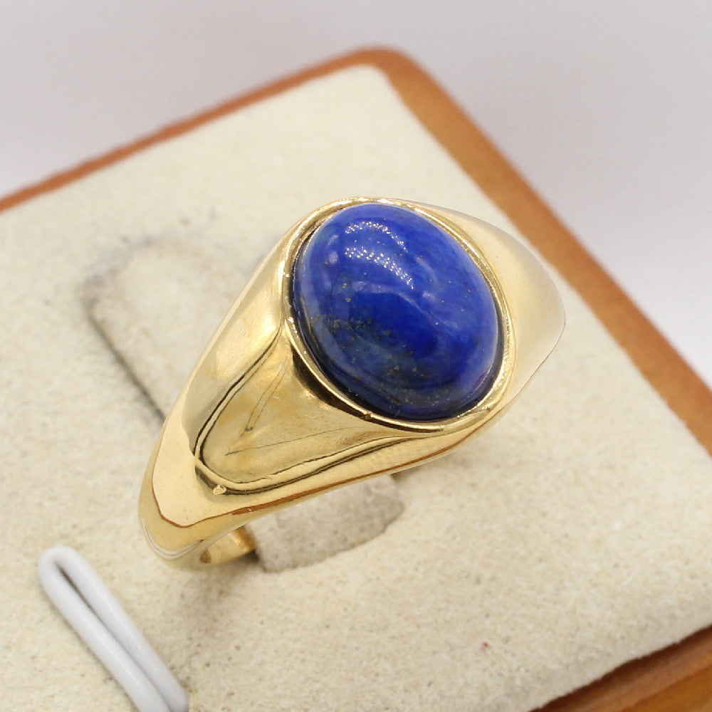 Planderful Everyday Genie Oval Stone Stainless Steel Ring For Men And Women Unisex Protection