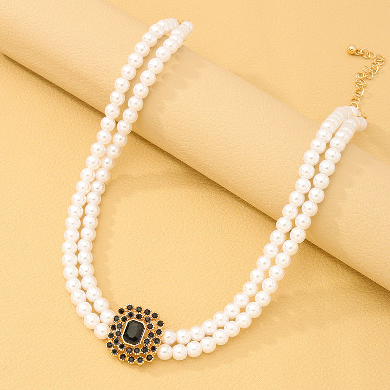 Elegant Pearl and Stone Choker Necklace Set for Women
