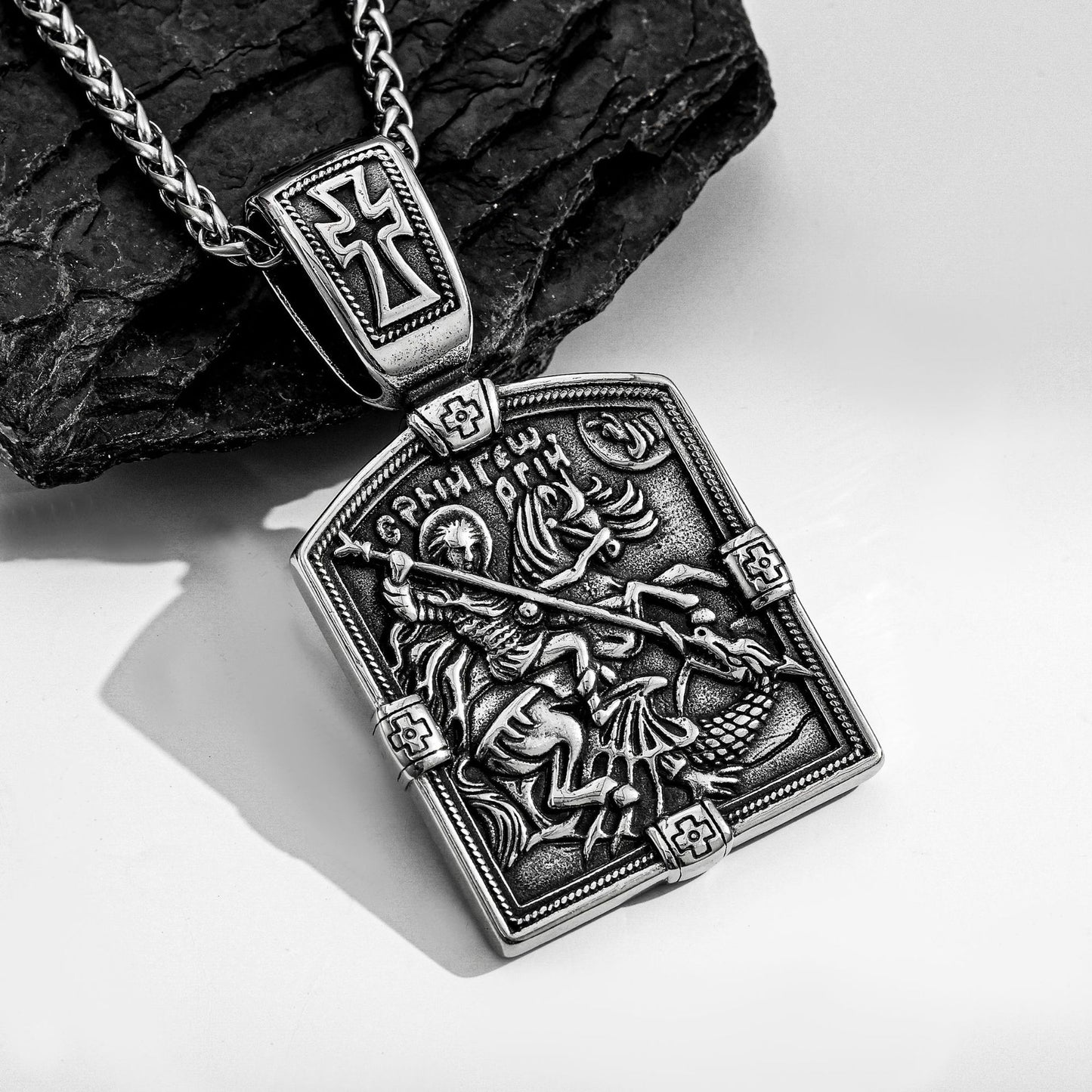 Planderful Cross Knight Pendant Titanium Steel For Men Durable Premium Hip Hop Necklace