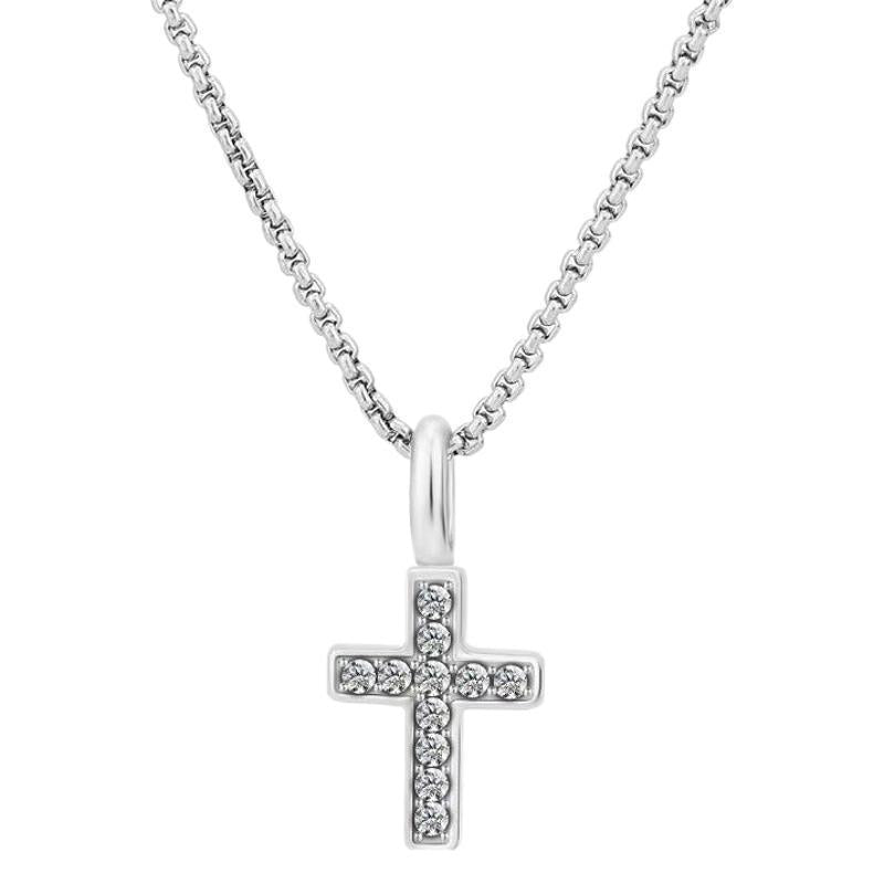 Planderful Jewelry Zircon Cross Necklace Stainless Steel Necklace Elegant Everyday Jewelry