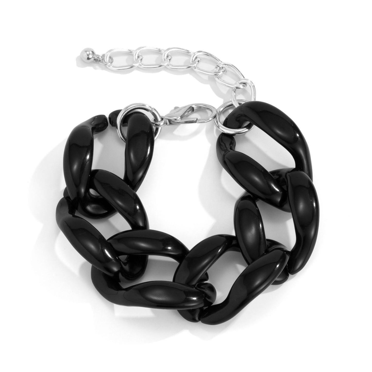 Planderful Thick Chain Button Acrylic Bracelet Personalized Bold Statement for Punk Jewelry Fans