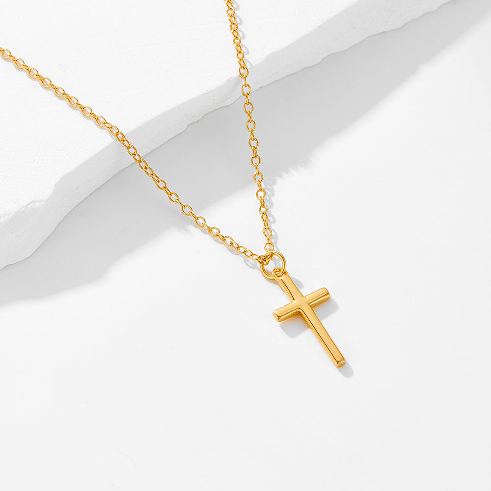 Retro Pearl Cross Pendant Sterling Silver Necklace Layered Stacked