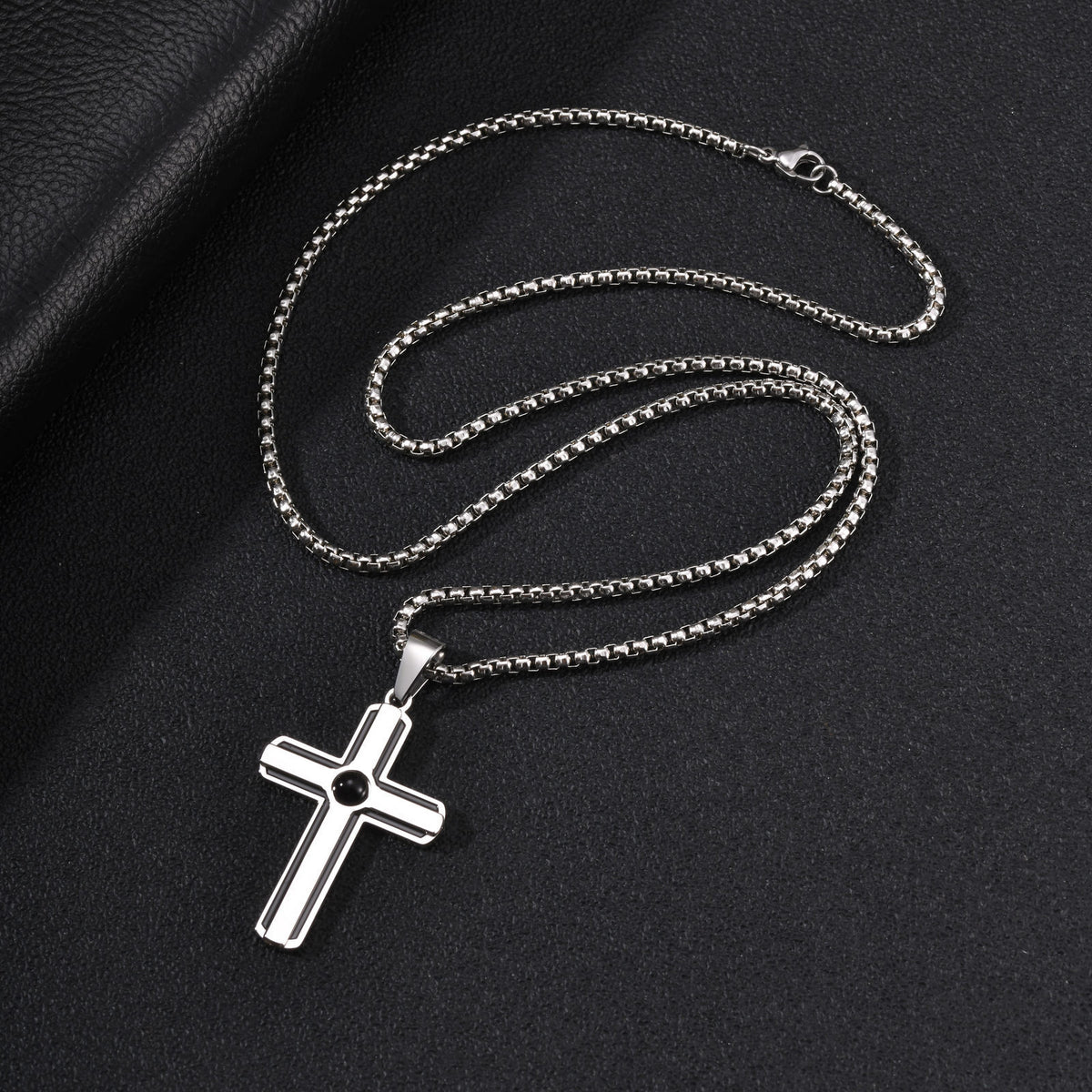 Cross Tiger's Eye Stainless Steel Pendant for Men