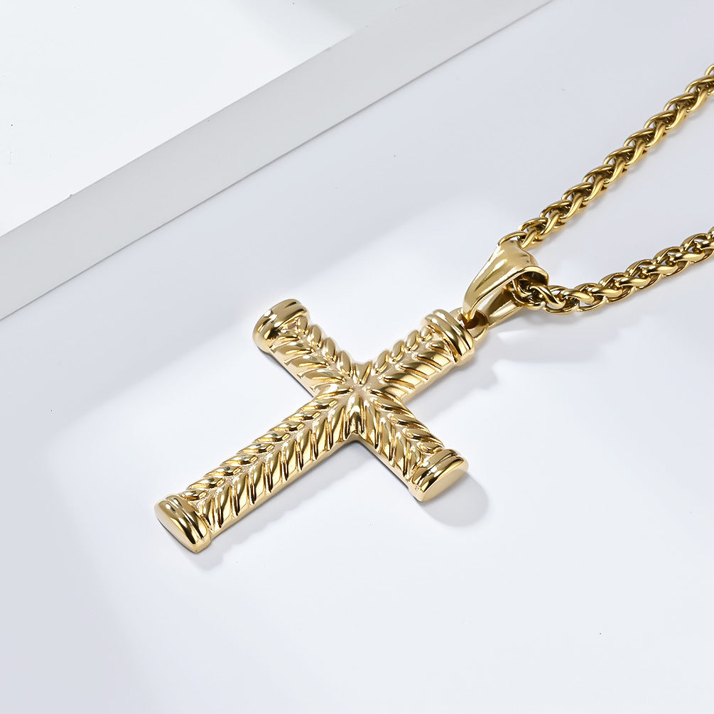 Cross-Border European and American Titanium Steel Cross Necklace
