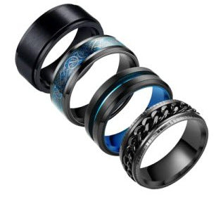 Titanium Dragon Chain Ring for Men - Rotating Decompression Jewelry
