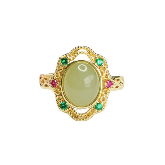 Qingshui Hetian Jade Openwork Ring