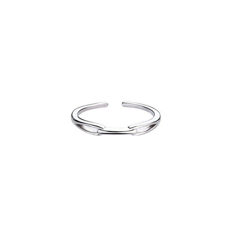 Planderful S925 Sterling Silver Interlocking Ring For Women Minimalist Hollow Open Design