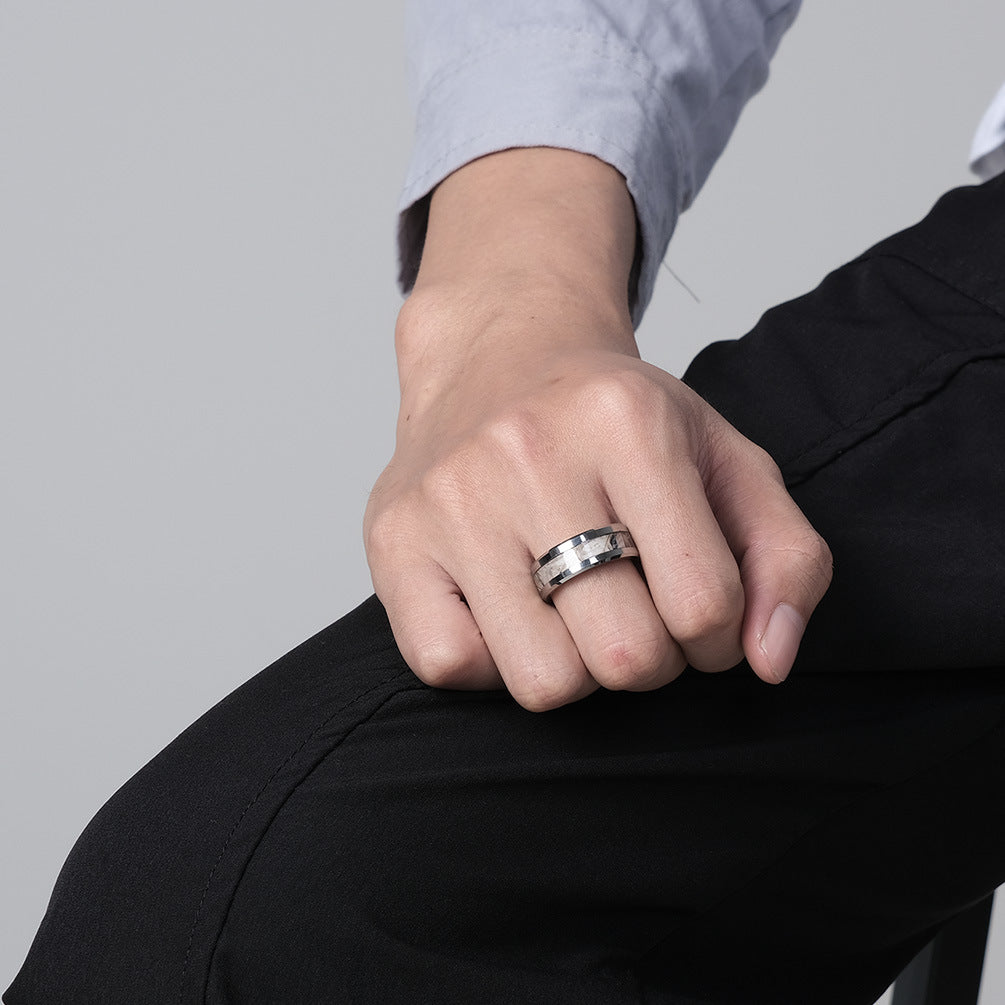 Tungsten Steel Inlaid Camouflage Men's Ring Jewelry