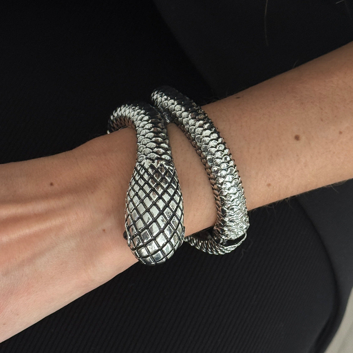 Planderful Vienna Verve Snake Skin Pattern Opening Bracelet For Women Geometric Winding Statement Jewelry