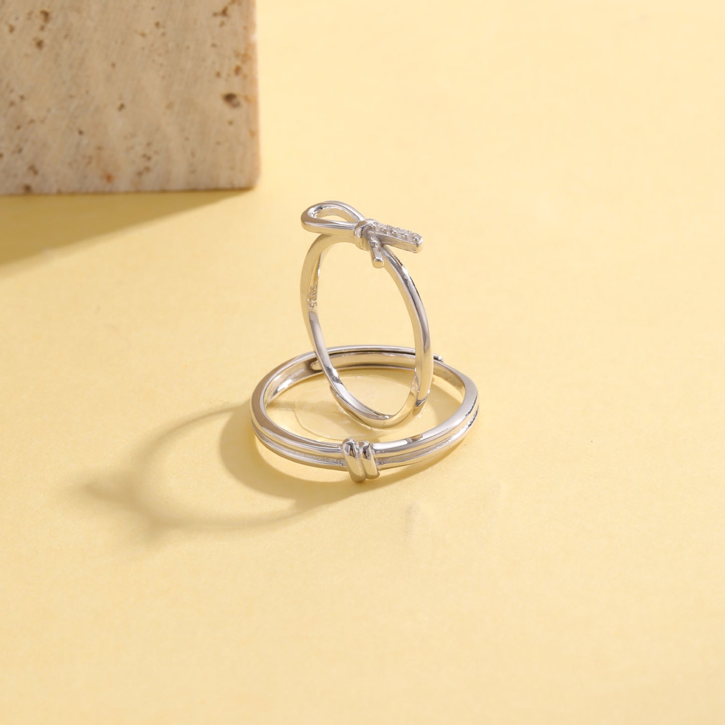 Planderful Everyday Genie S925 Sterling Silver Knot Couple Ring – Simple Luxury Valentine's Day Gifts