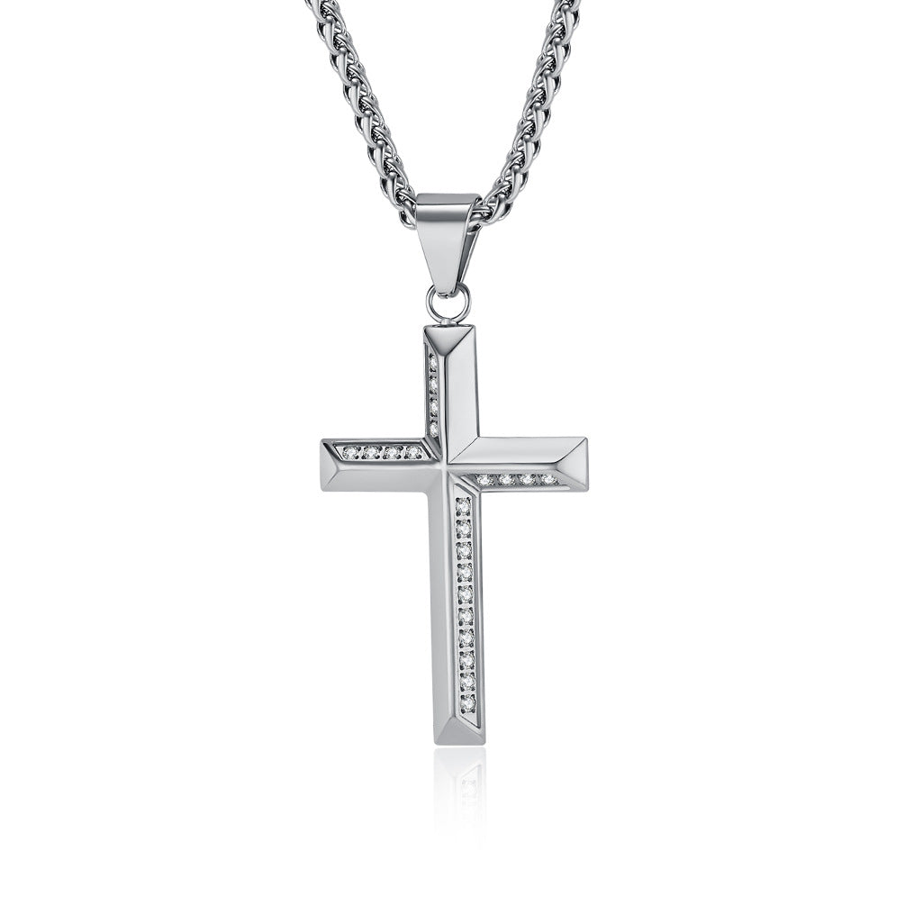 European And American Simple Light Luxury Titanium Steel Cross Necklace Pendant Jewelry For Men