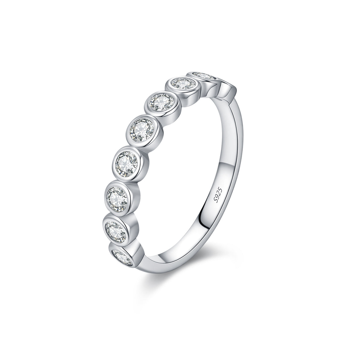 S925 Sterling Silver Bubble Moissanite Ring