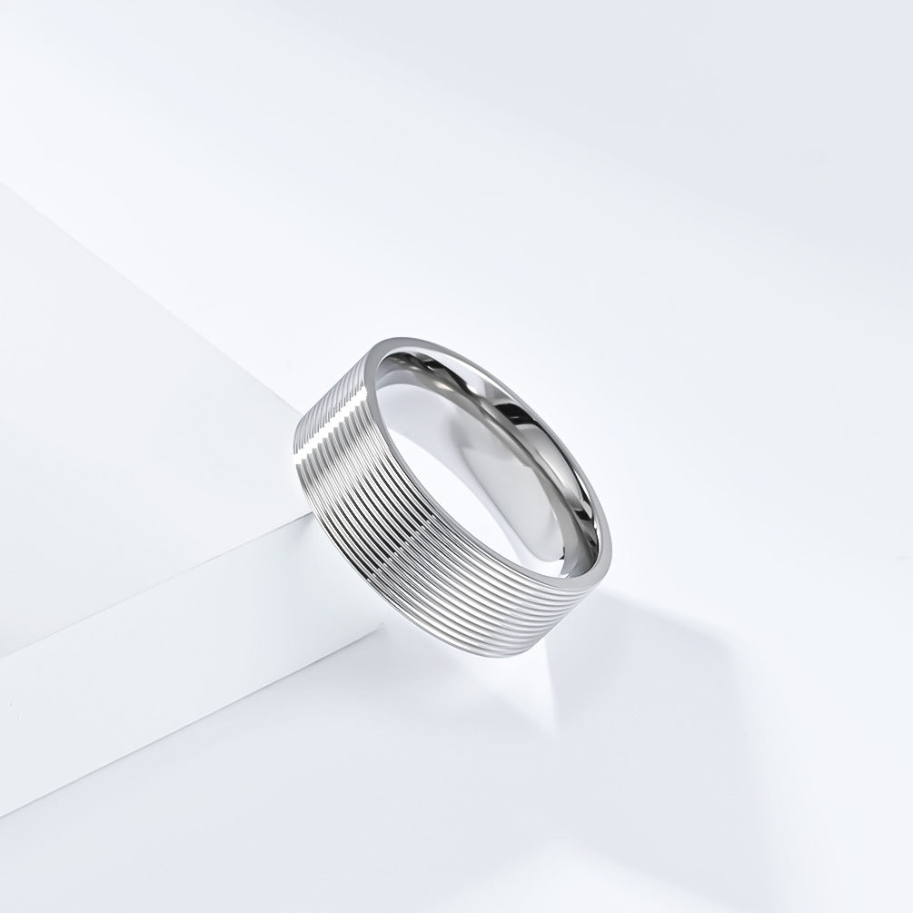 Cross-Border New Simple Titanium Steel Ring for Men and Women