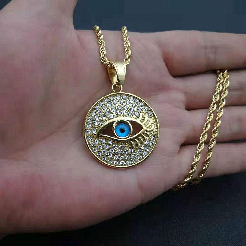 Zircon Necklace – Statement Blue Eye Pendant