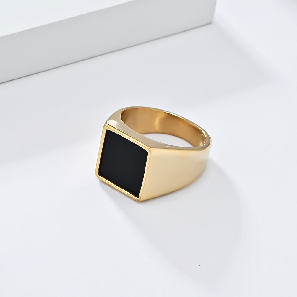 INS European and American Simple Geometry Titanium Steel Ring for Men
