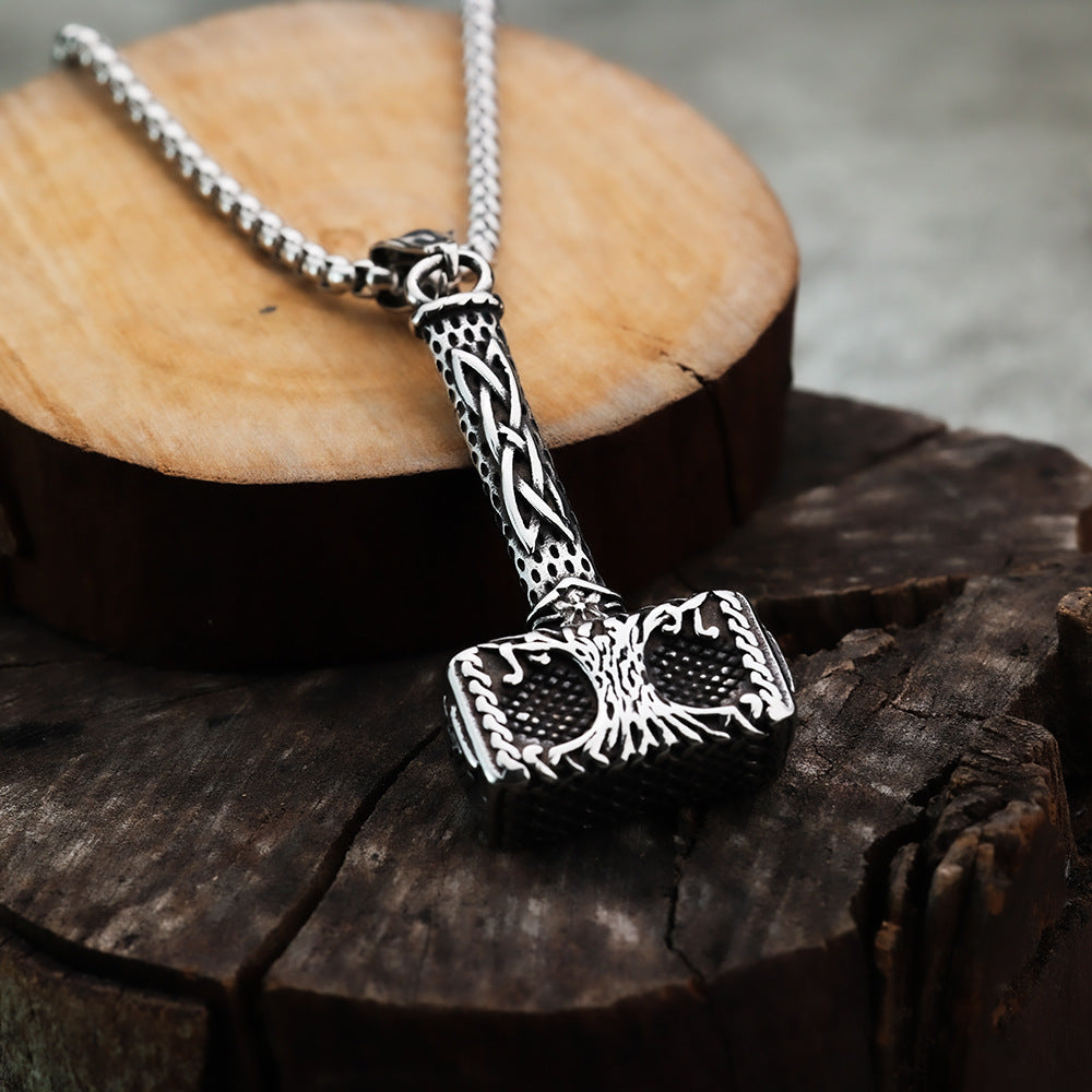 Foreign Trade Hot-Selling Titanium Steel Thor Hammer Necklace