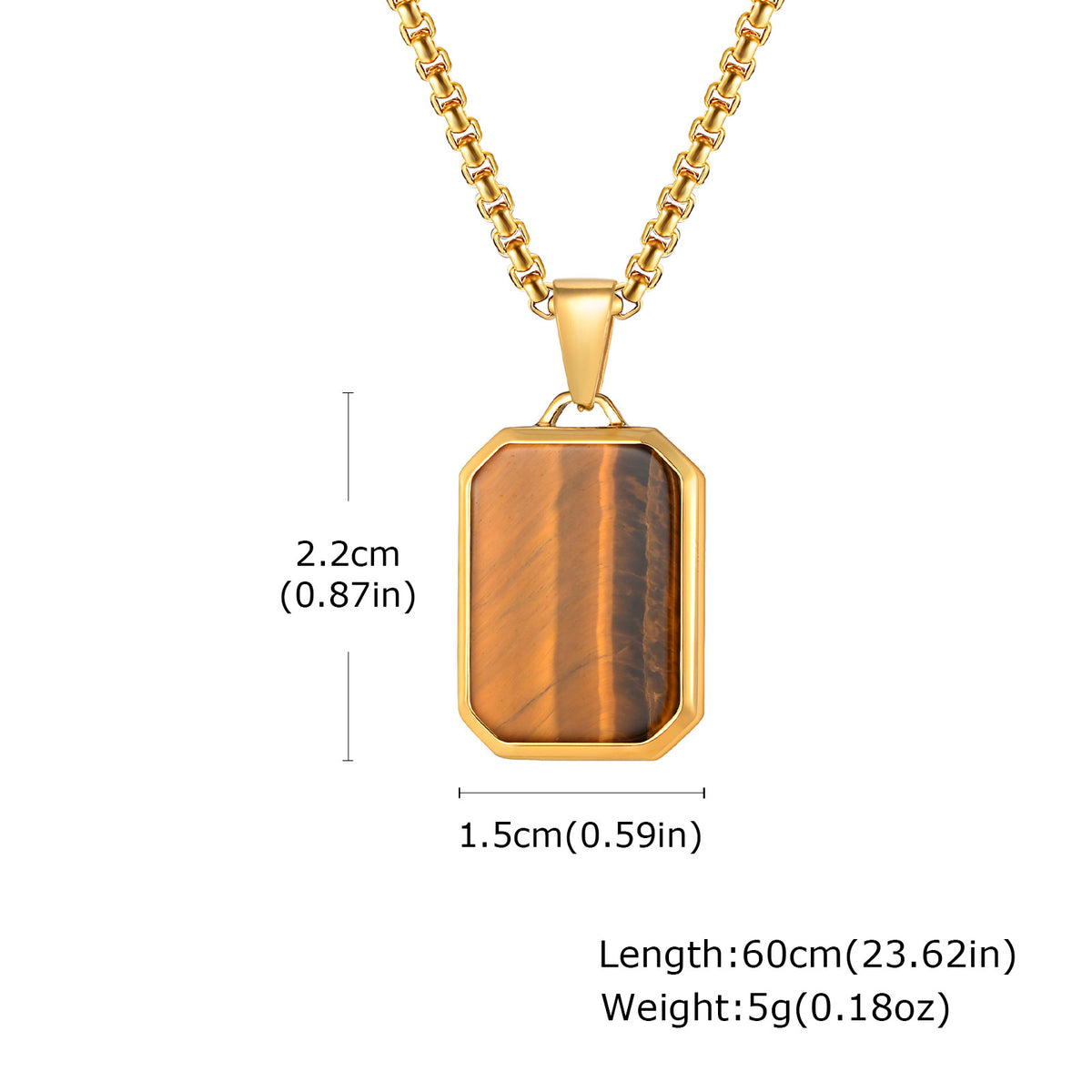 Tiger's Eye Turquoise Lapis Lazuli Geometric Stainless Steel Necklace