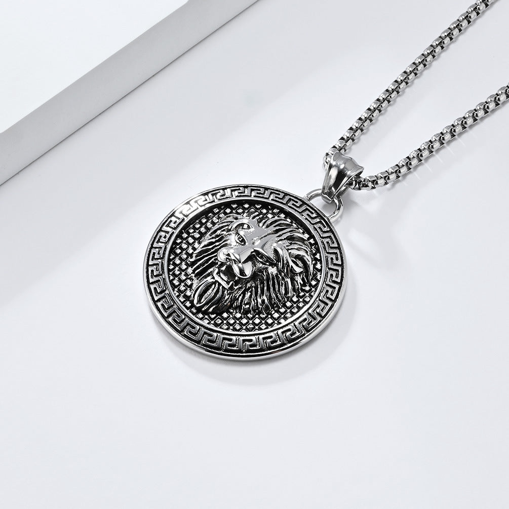 European And American Retro Lion Head Titanium Steel Pendant Necklace