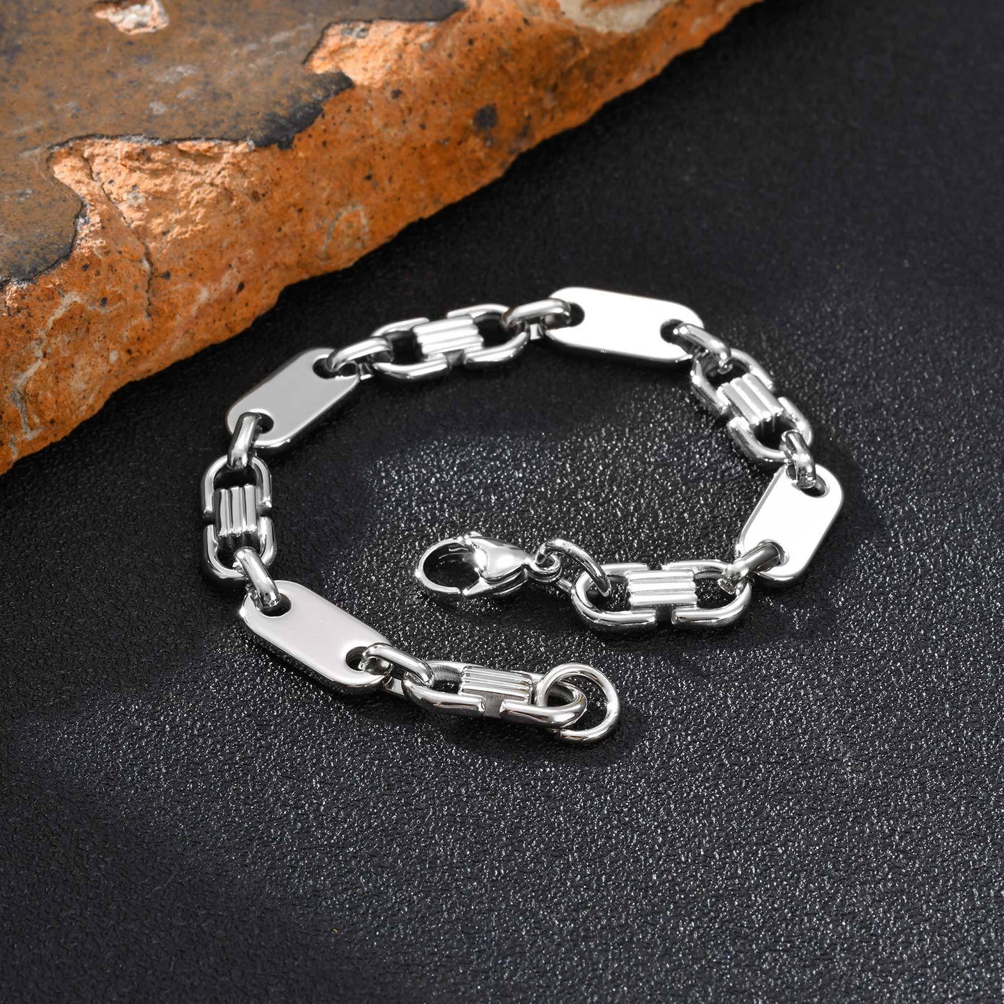 Planderful Stainless Steel Mens Bracelet Versatile Handmade