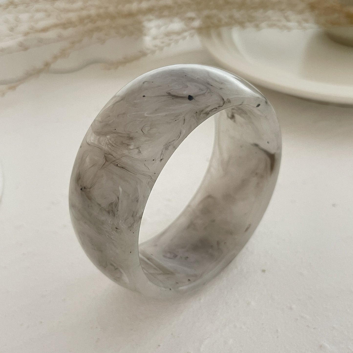 Planderful Vienna Verve Translucent Acrylic Wide Bracelet For Women With Irregular Round Statement Design