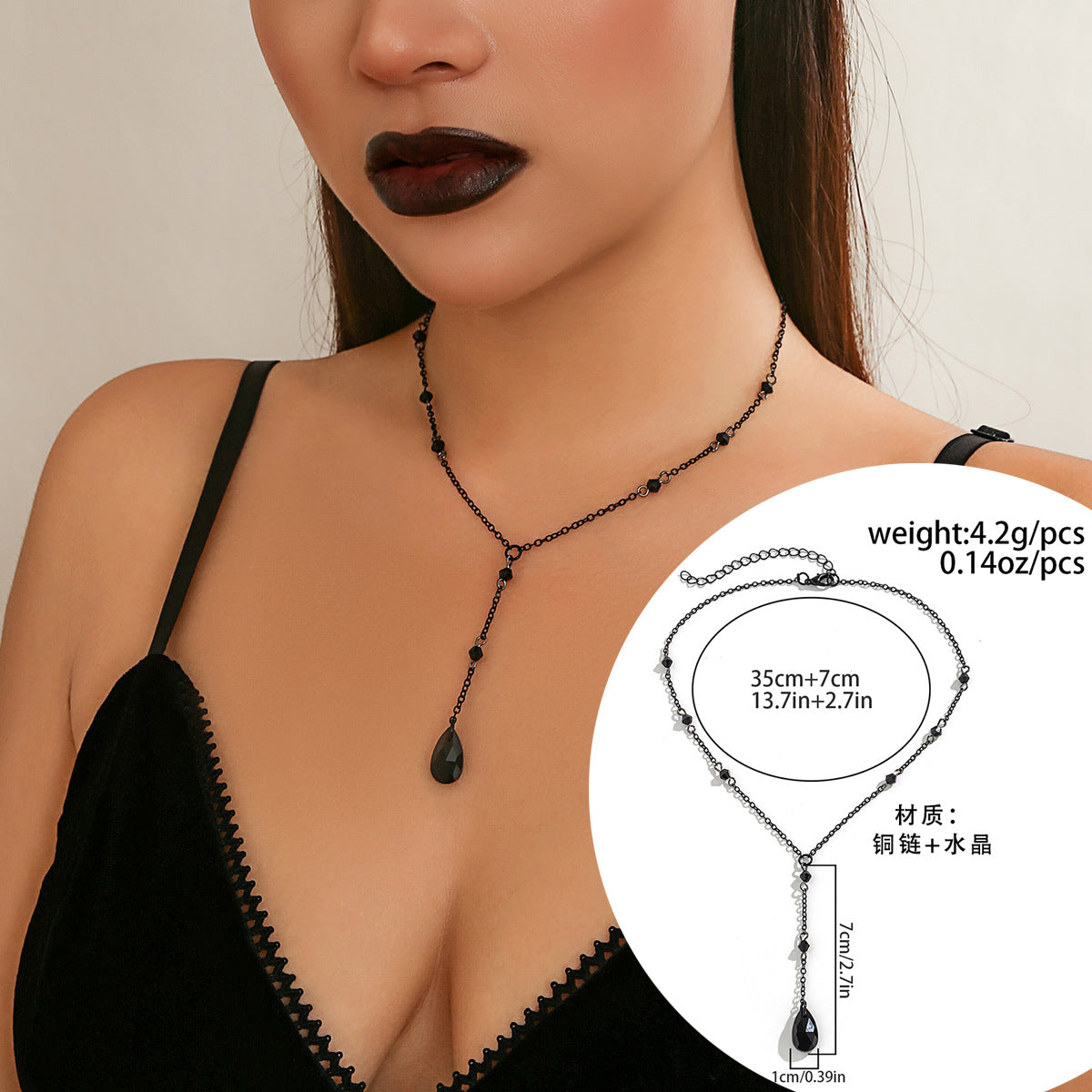 European and American Vintage Gothic Blood Drop Tassel Necklace - Stylish Metal Water Drop Choker
