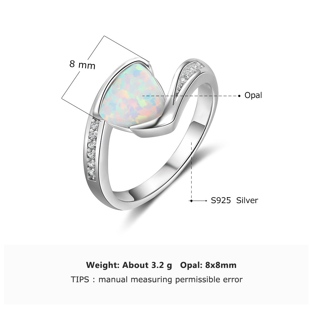 Planderful Jewelry Opal Ring In Sterling Silver, Elegant Everyday Genie Collection, Size 6 7 8