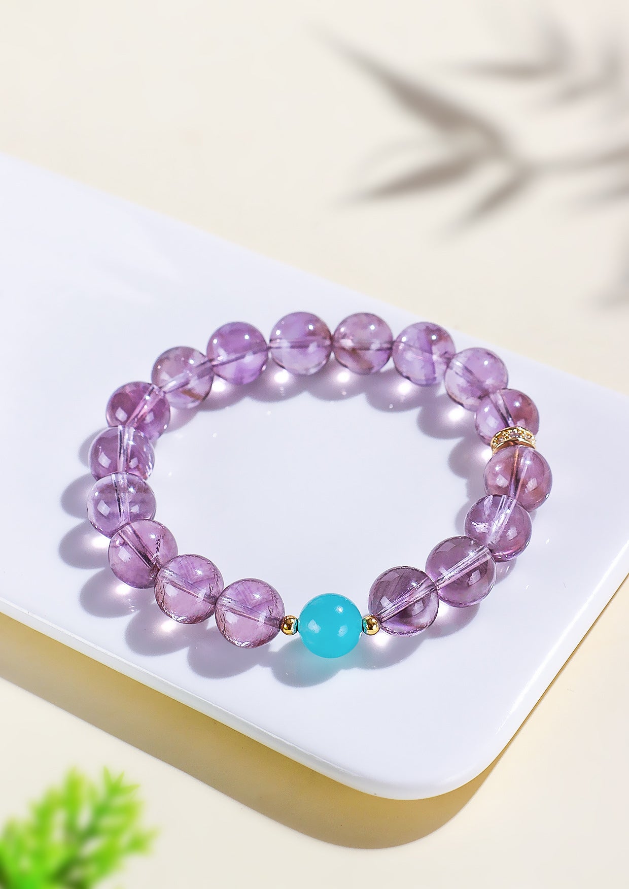 Planderful Fortune's Favor 10Mm Natural Bolivian Amethyst Beaded Bracelet – Premium Quality Natural Gemstone
