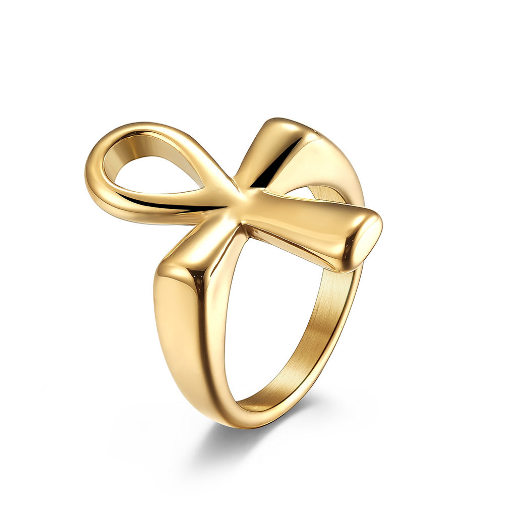 Steel Ring – Vintage Egyptian Anka Cross