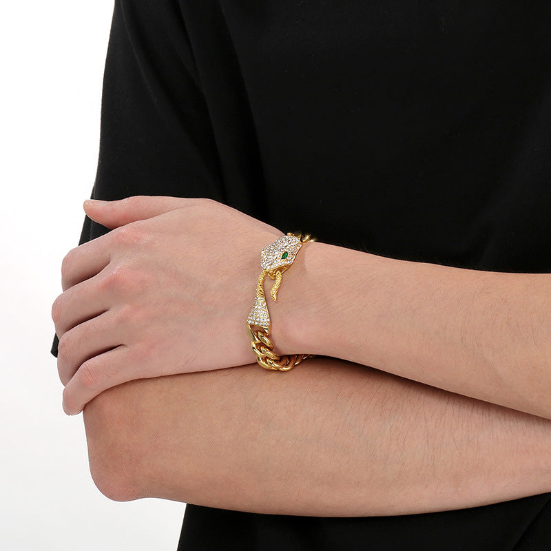 Men's Matte Cuban Chain Bracelet – Double-Sided Pavé Zircon
