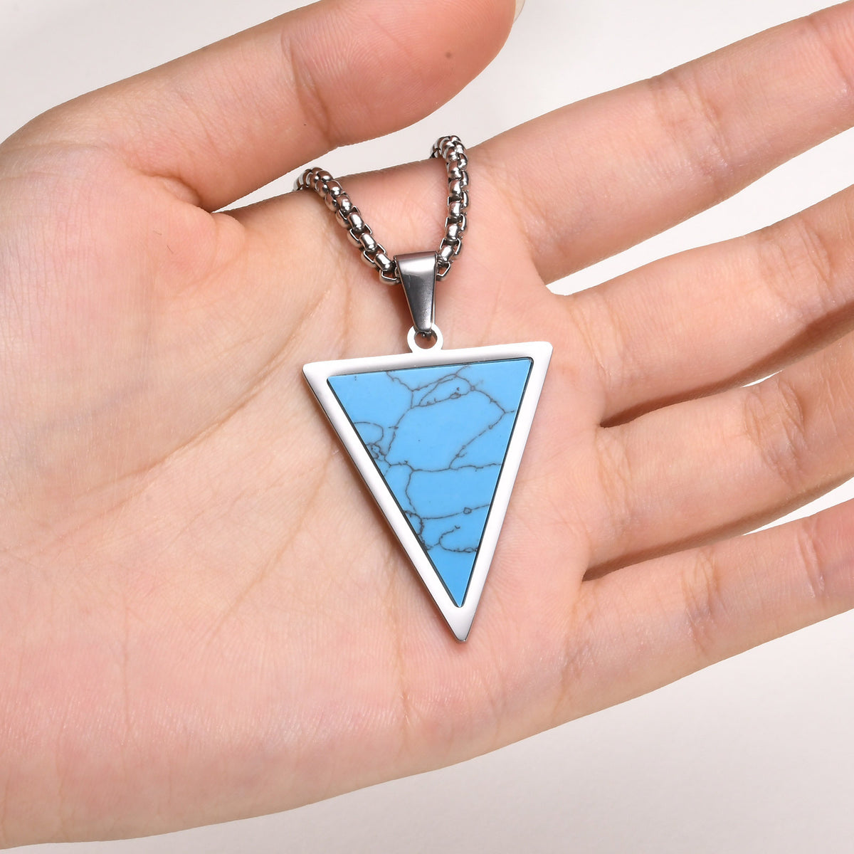 Turquoise Geometric Stainless Steel Necklace for Men
