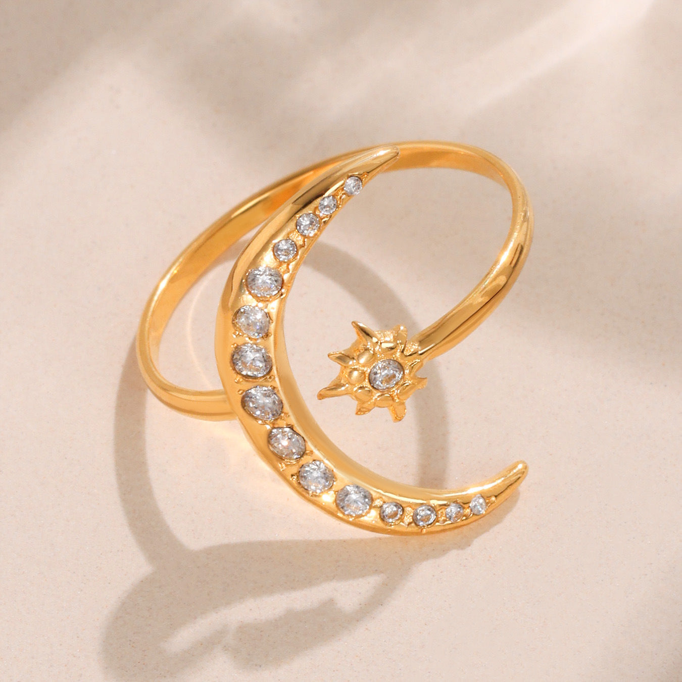 Planderful Everyday Genie Zircon Star Moon Ring For Women
