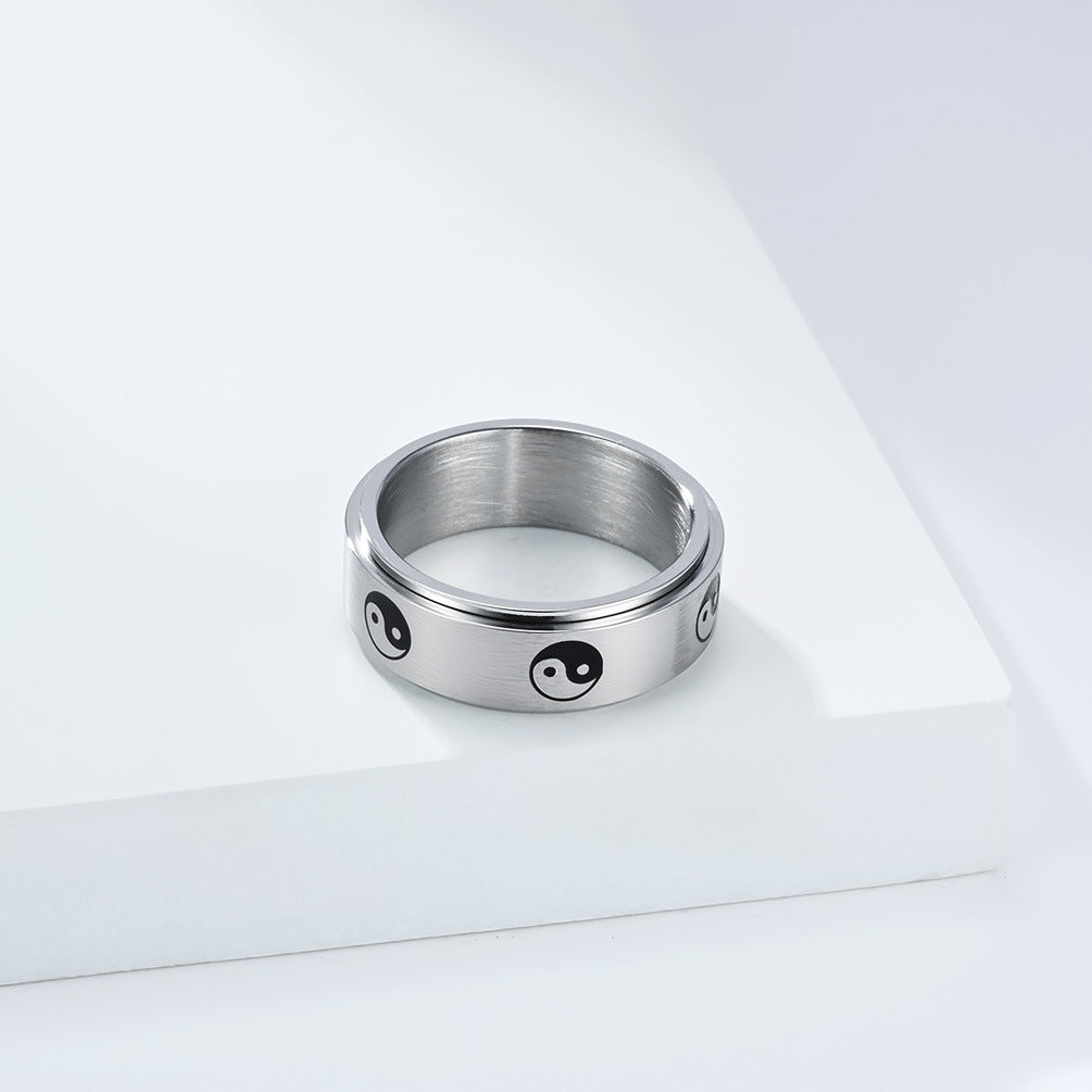 Steel Ring – Elegant Taoist Yin Yang Taiji Ring