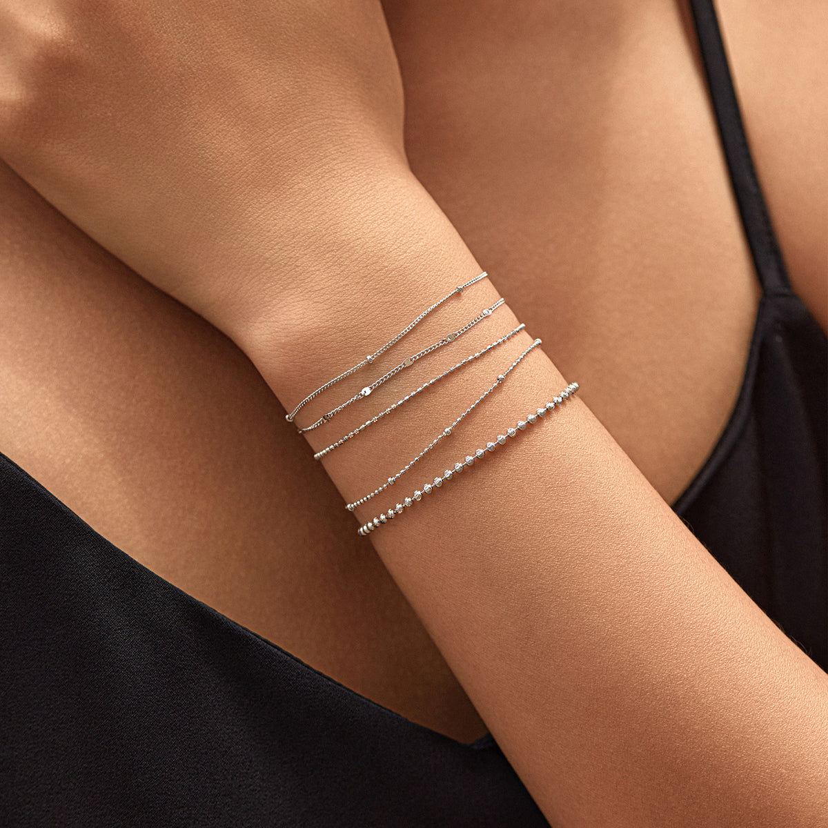 925 Sterling Silver Fine Plain Chain Bracelet