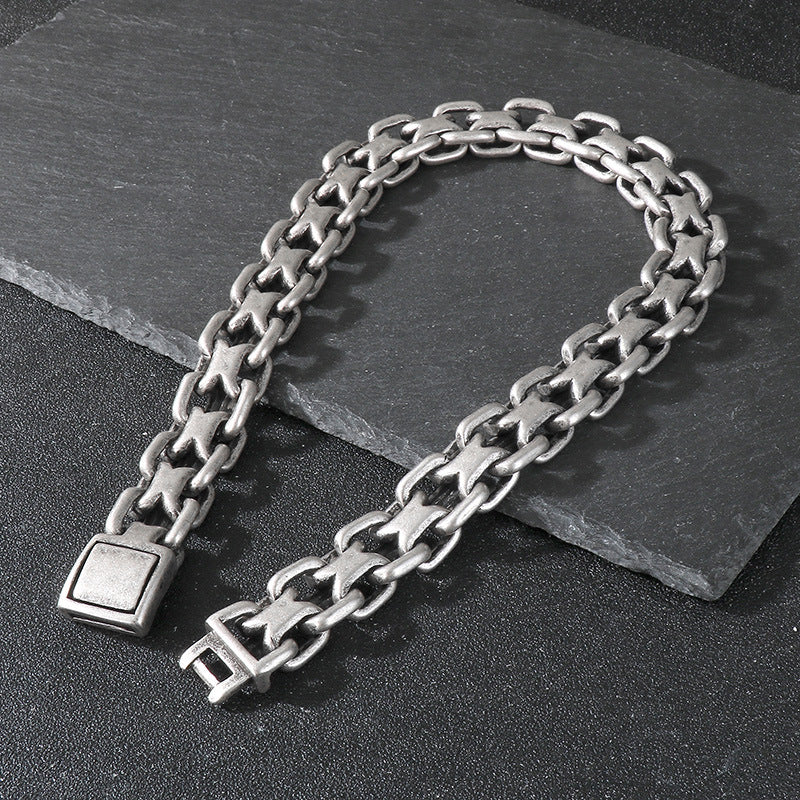 Retro Hollow Neck Chain Titanium Steel Men Necklace