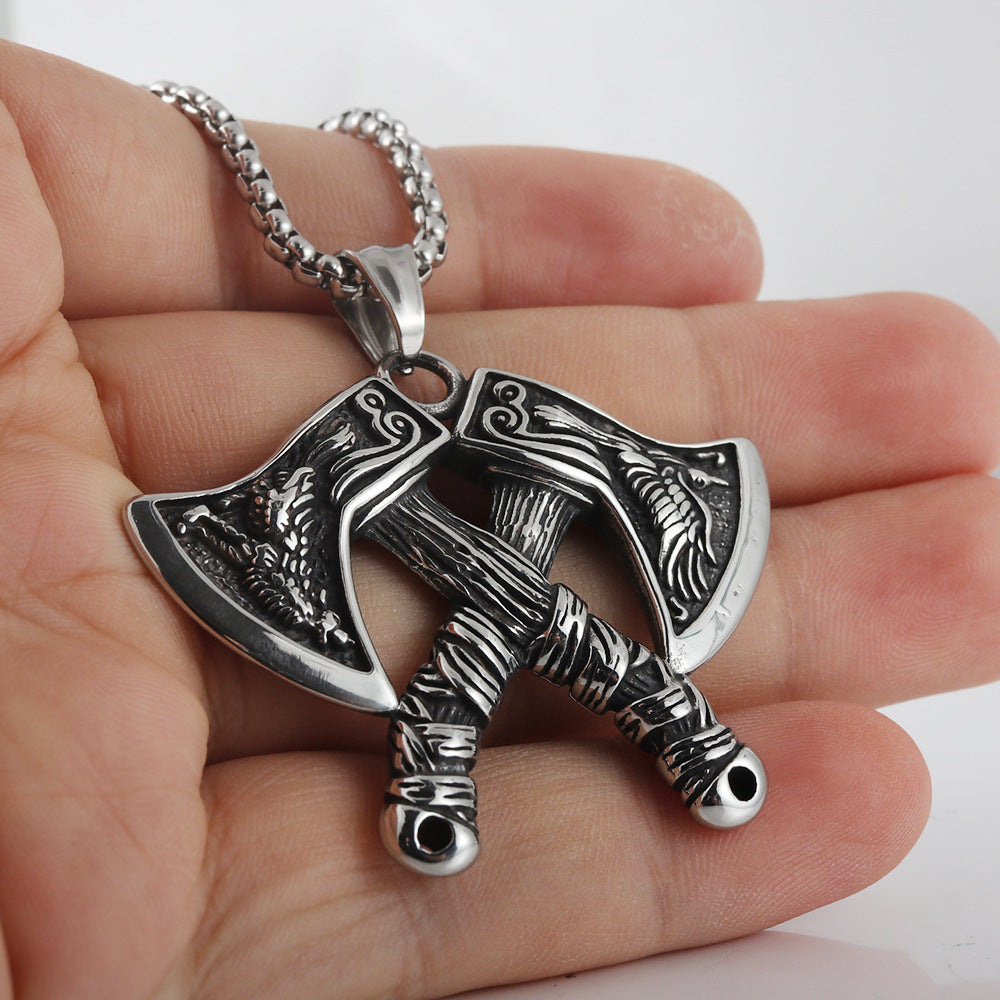 European And American Stainless Steel Axe Pendant Necklace