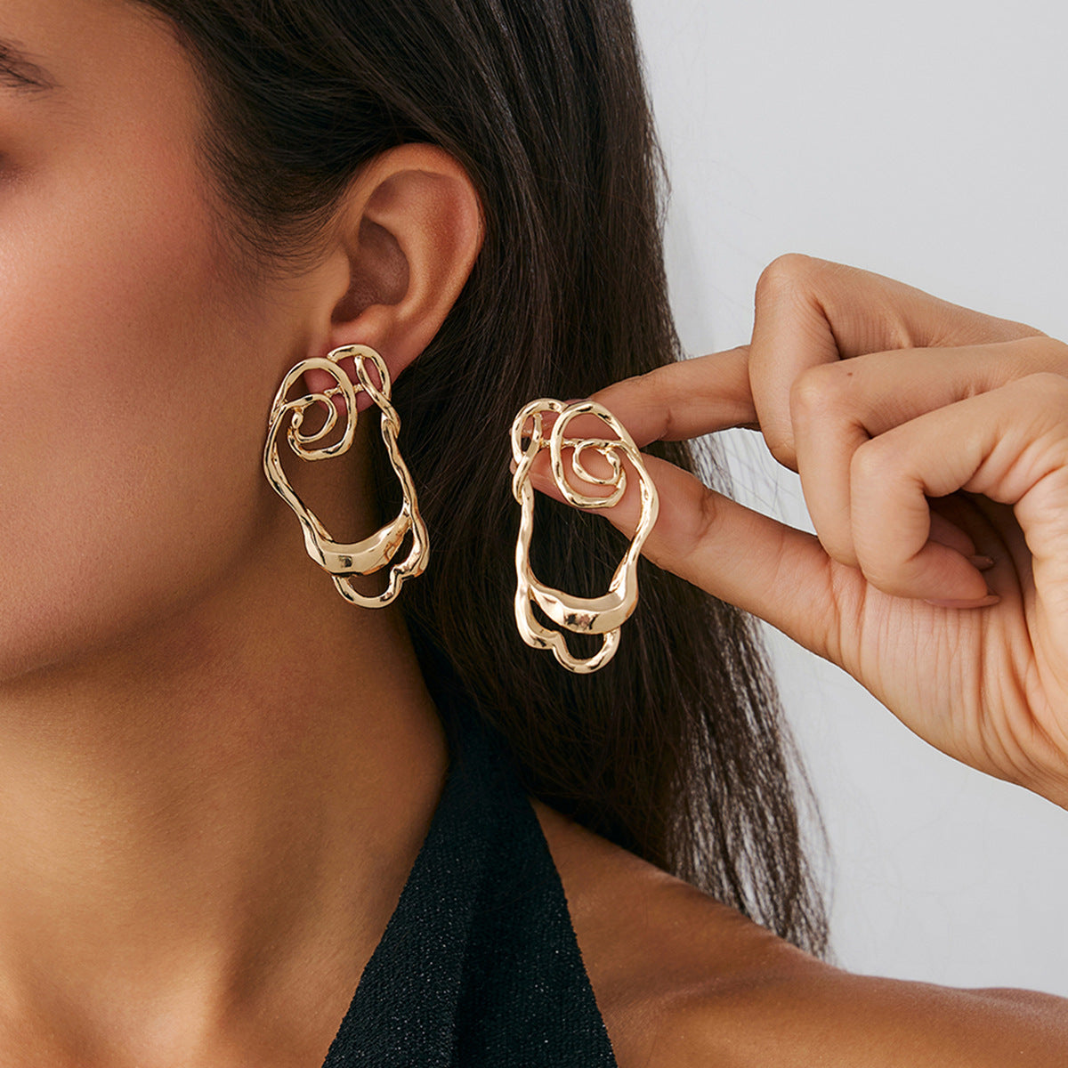 Planderful Vienna Verve C Shaped Geometric Earrings Exaggerated Irregular Statement Ear Jewelry for Women