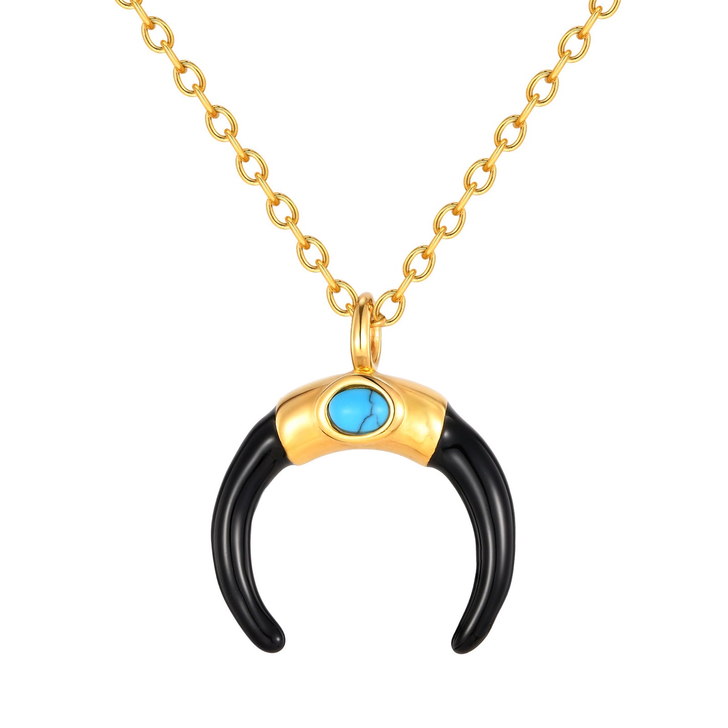 Planderful Stainless Moon Pendant Necklace Unisex Crescent