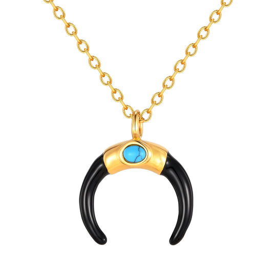 Planderful Stainless Moon Pendant Necklace Unisex Crescent