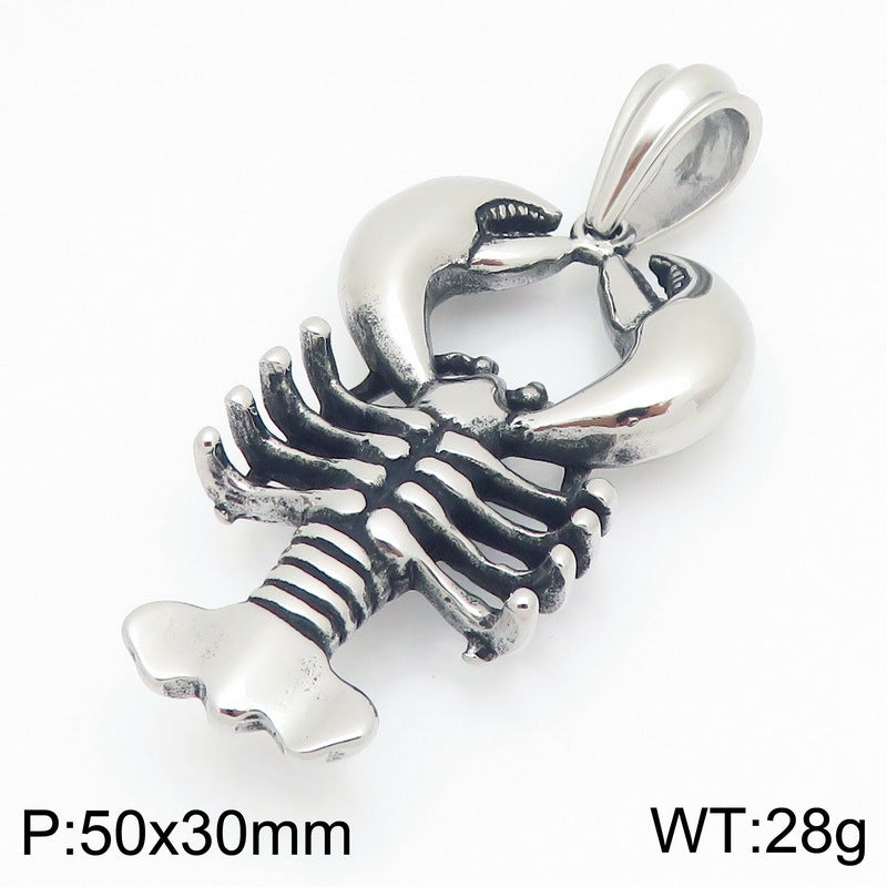 Hipster Animal Ocean Vacation Style Lobster Stainless Steel Men's Pendant Necklace