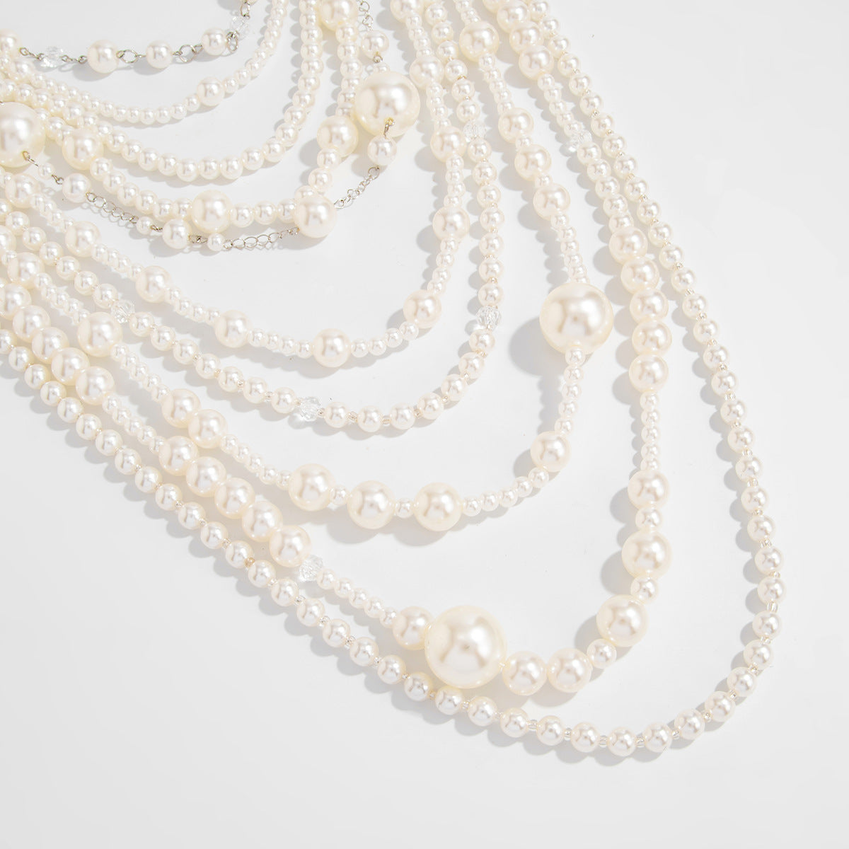 Heavy Pearl-Style Multi-Layer Beaded Necklace