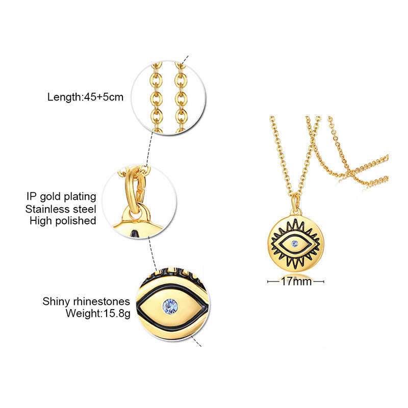 Titanium Steel Necklace Gold Women's European Jewelry Zircon