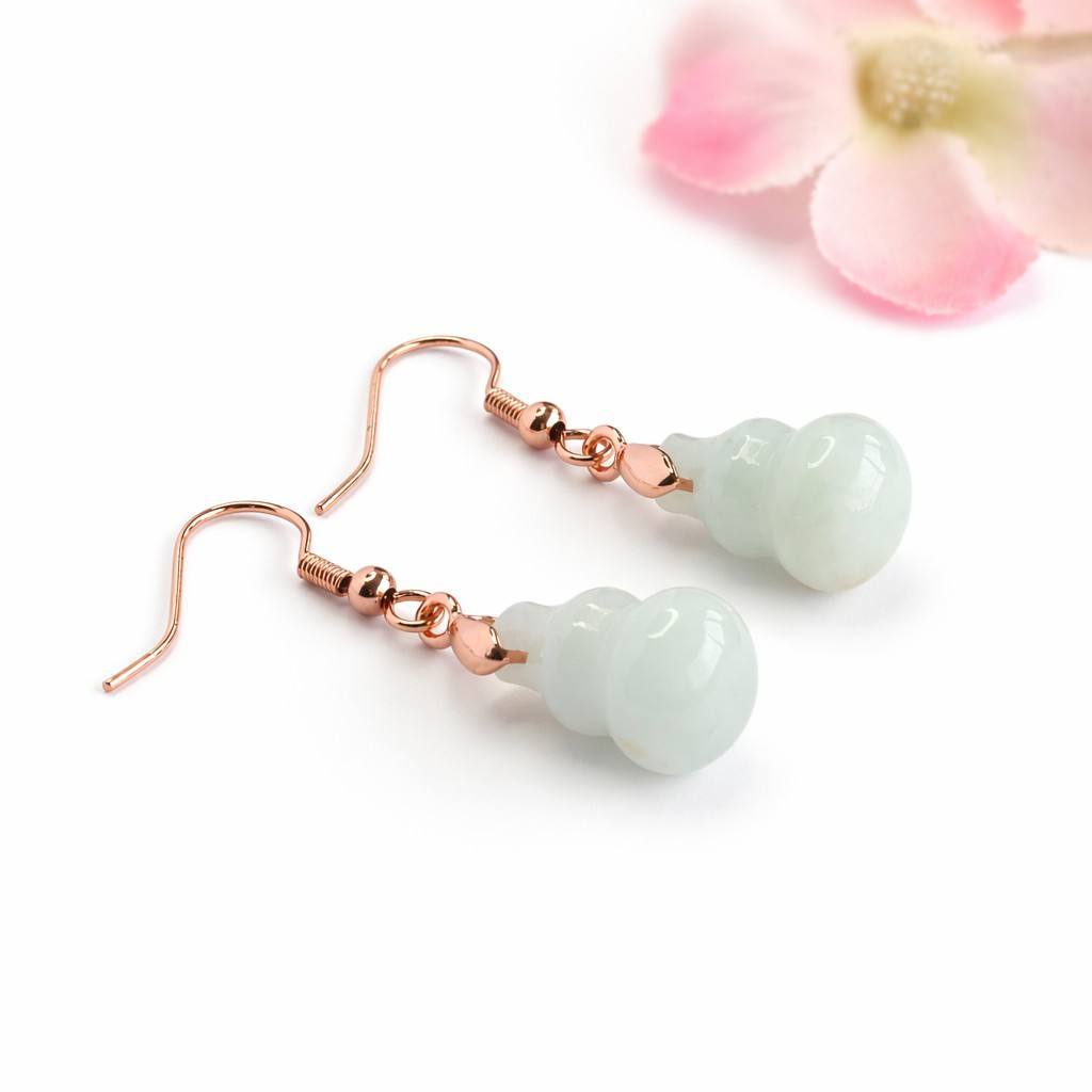 Jadeite Gourd Teardrop Earrings