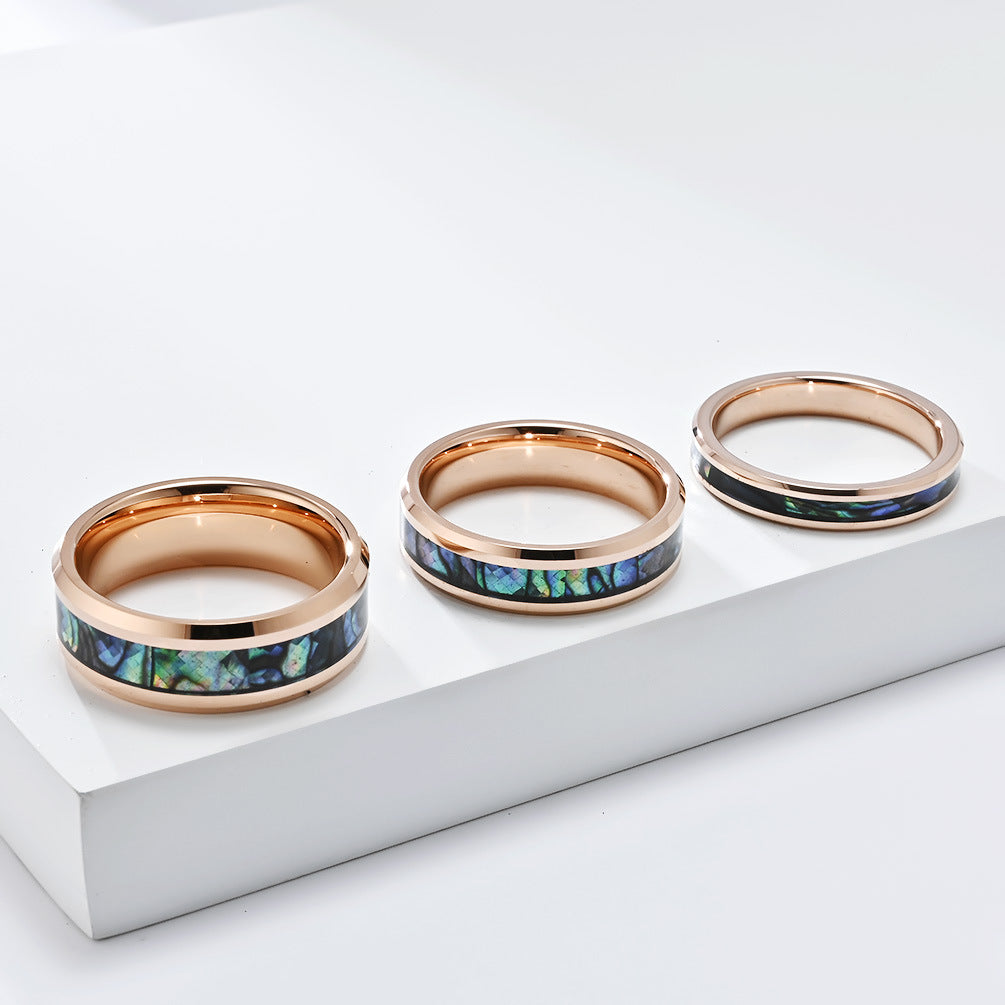 Planderful Tungsten Ring Inlaid Abalone Shell For Men And Women Premium High End Couple Jewelry