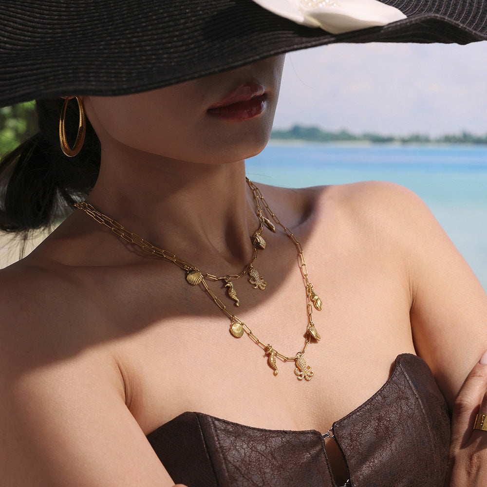 Planderful Premium Ocean Octopus Necklace For Women Steel