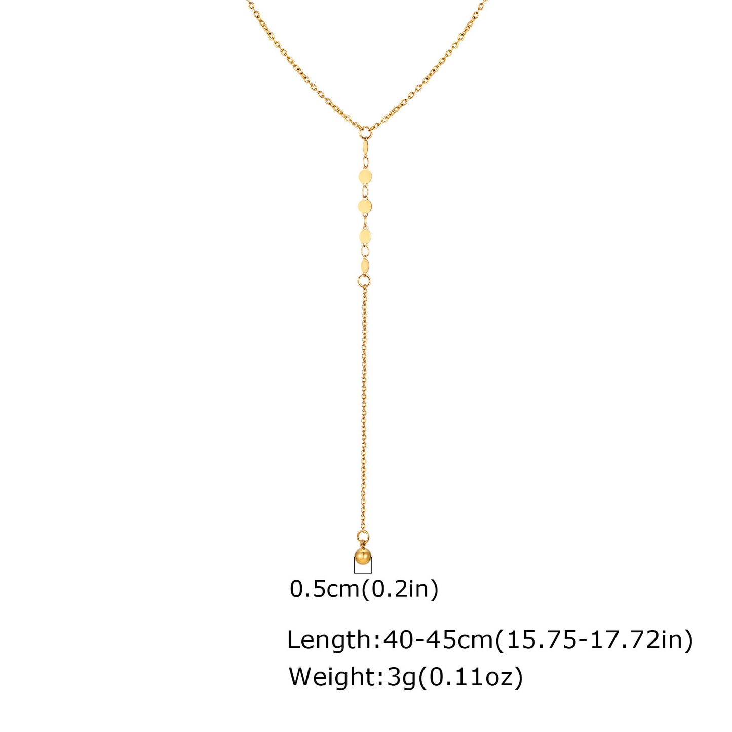 Ladies Necklace Stainless Steel Flat Cross Chain Disc Y Gold