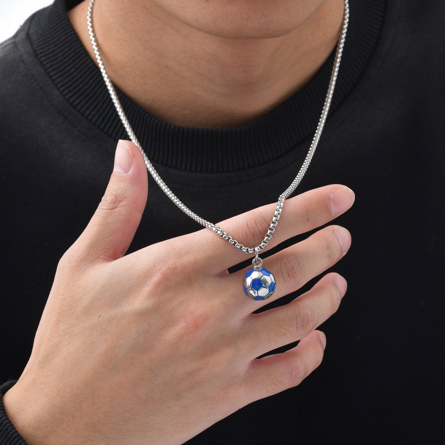 Planderful Stainless Steel Football Necklace for Men