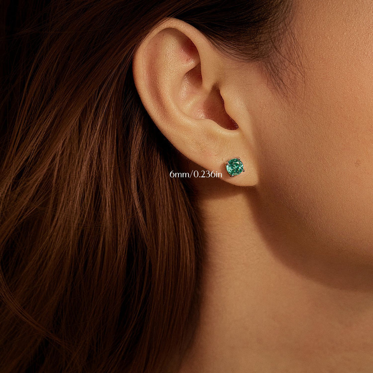 925 Sterling Silver Paraiba-Color Rose-Cut Zircon Stud Earrings