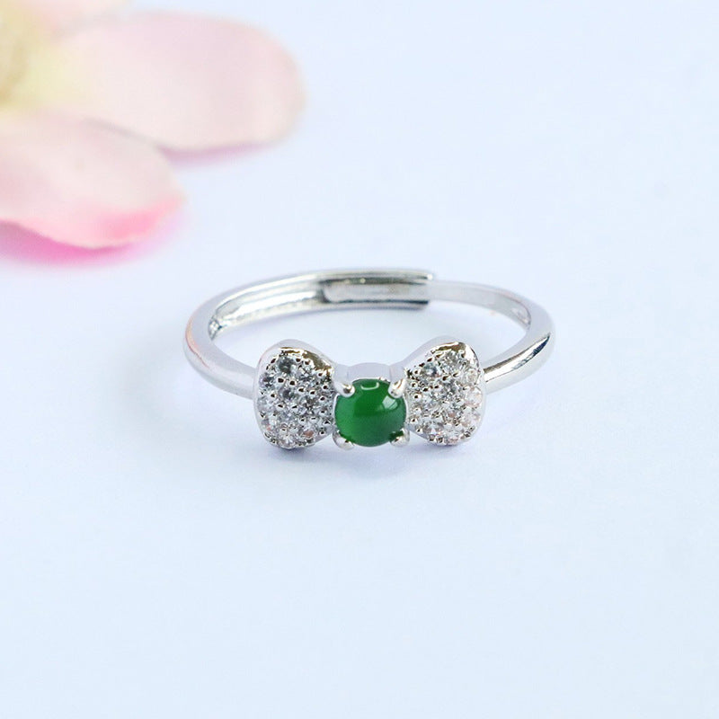 Green Jadeite Bow Ring