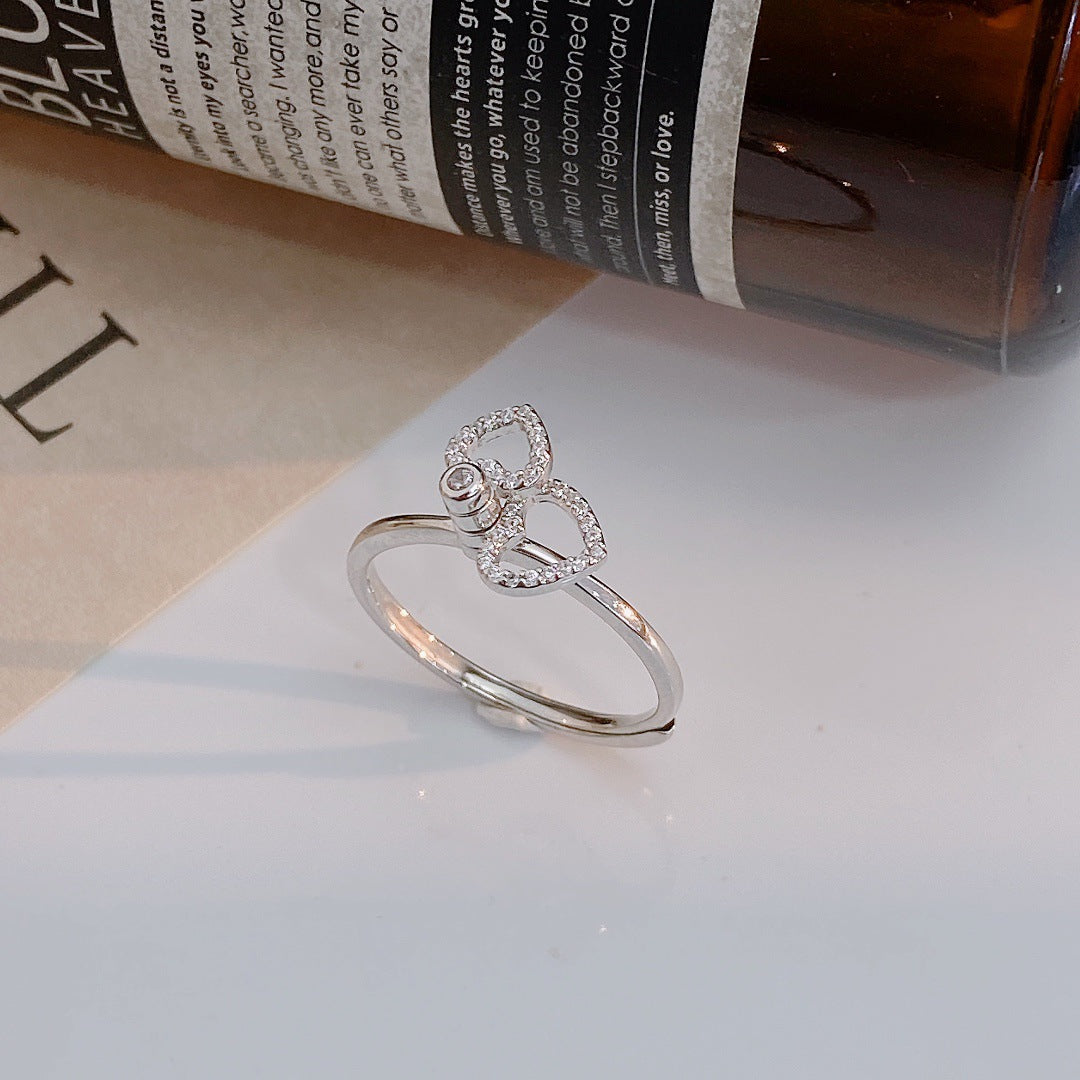 S925 Sterling Silver Heart Ring — Adjustable