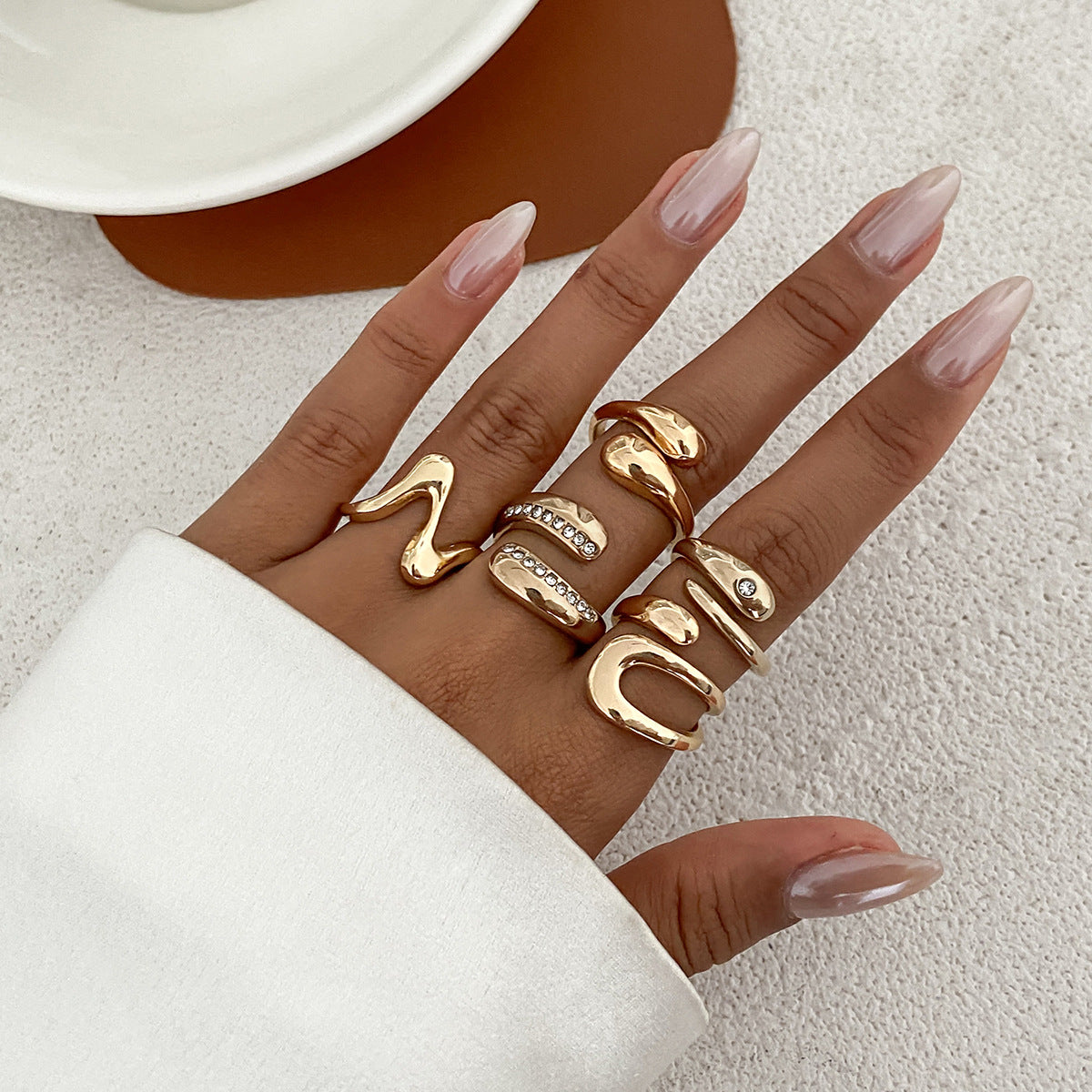 Planderful Vienna Verve Open Joint Ring For Women With Zircon Accent Minimalist Statement Jewelry
